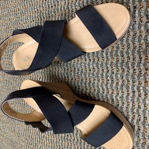 Wedge black strappy sandals